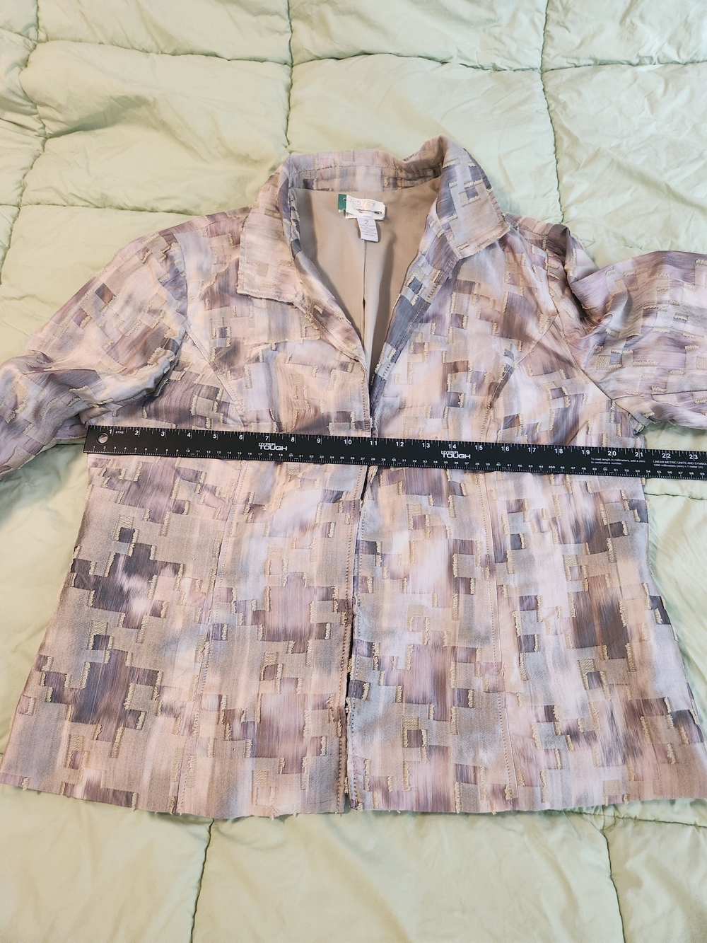 Chico's Lavender and Cream Geometric Notch-Collar Blazer